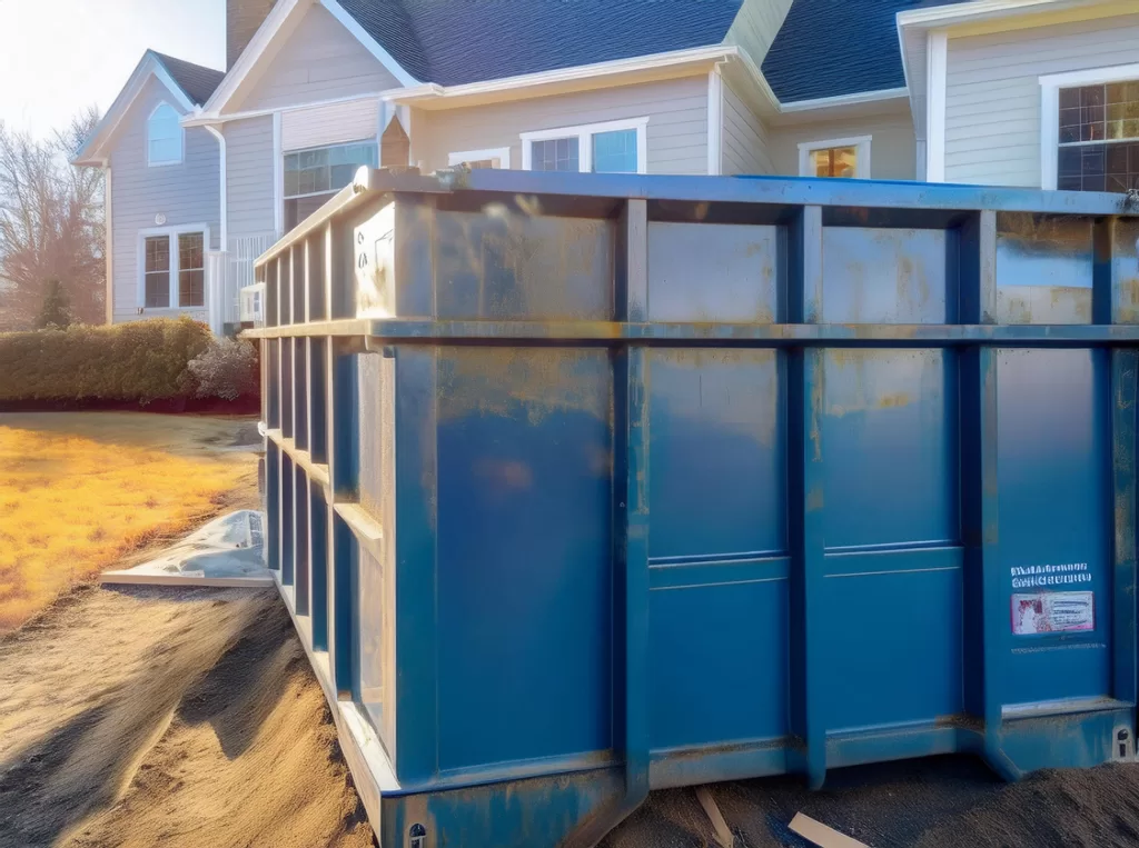 An affordable dumpster at a construction site.