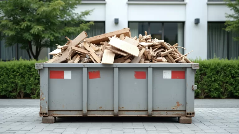 an overfull dumpster for heavy materials