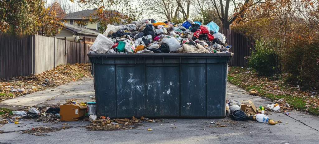 an overflowing dumpster