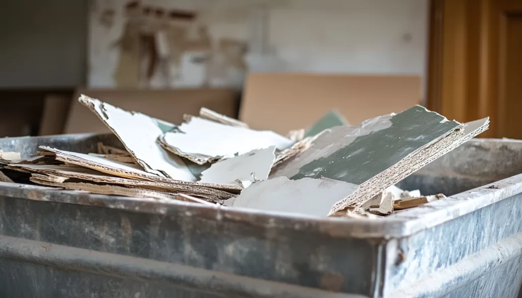 drywall in a dumpster