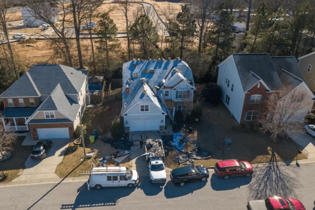 shingle weight for dumpster projects aerial view
