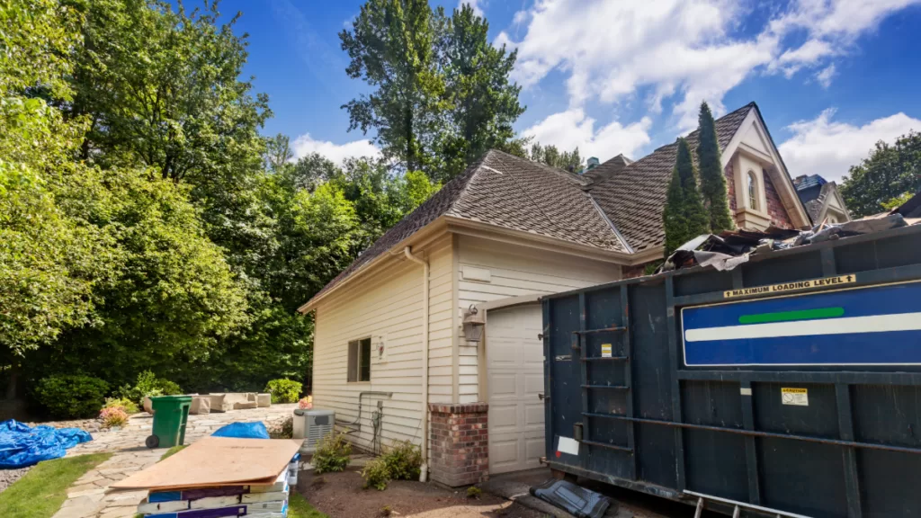 shingles in a dumpster