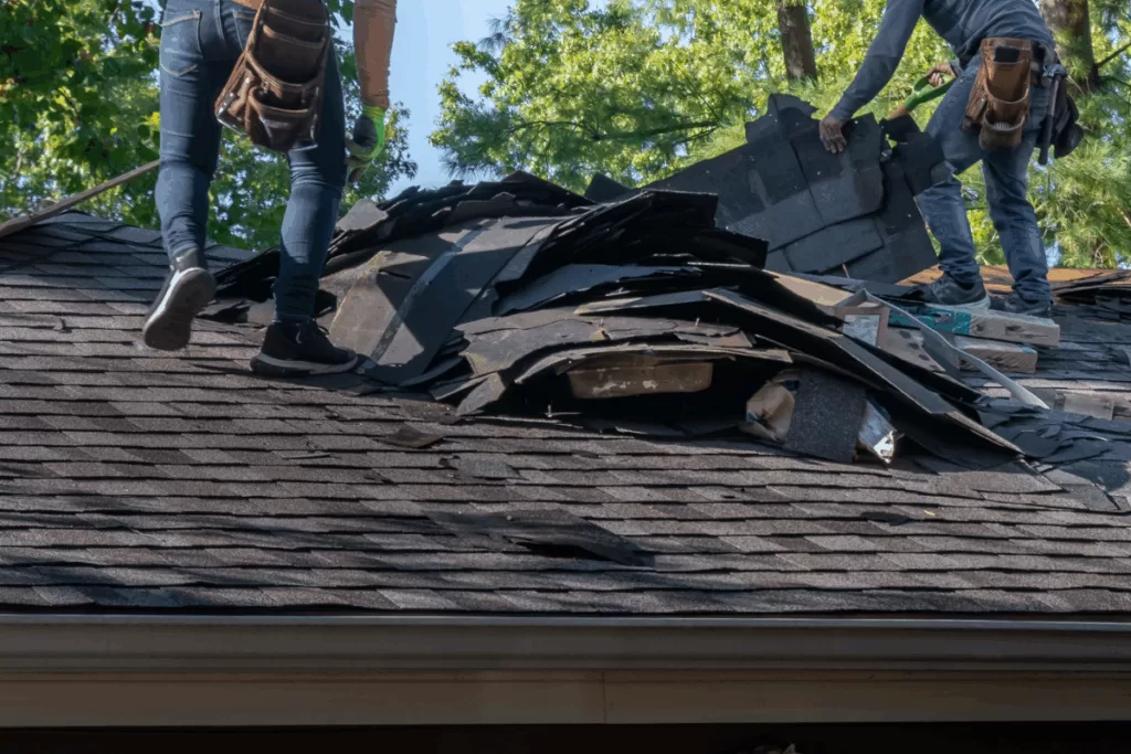 weight of roofing debris